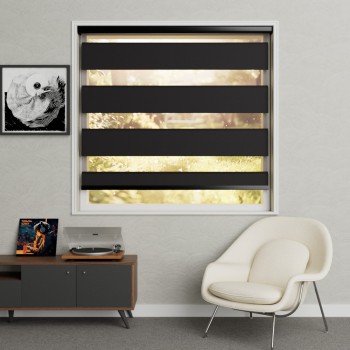 Duo rolgordijn Darkness 12 voor in de slaapkamer van HEWO Raamdecoratie BV 