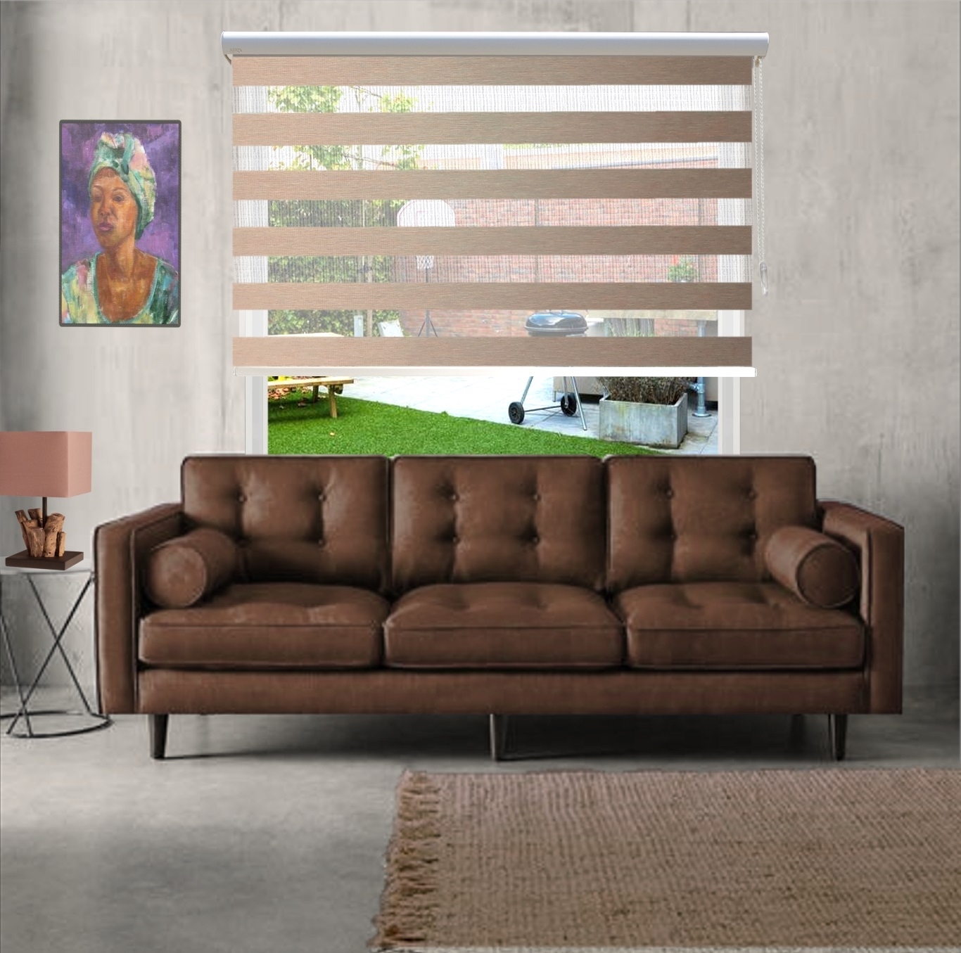 Zebragordijn in de woonkamer